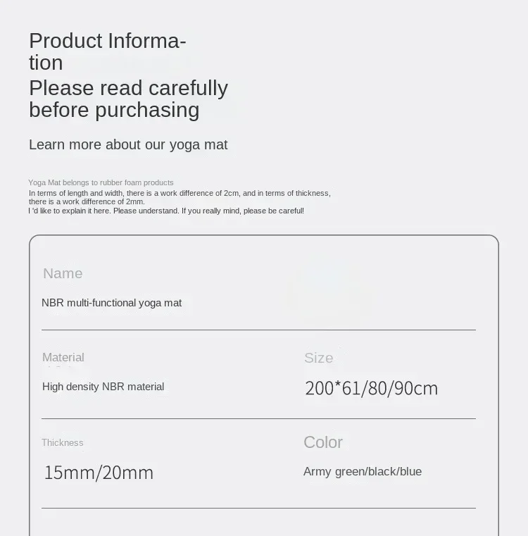 200*90cm Thick 20mm Men's Gym Mat Beginner Yoga Mat Thickened Widened and Lengthened Non-slip Sports Yoga Mat for Home