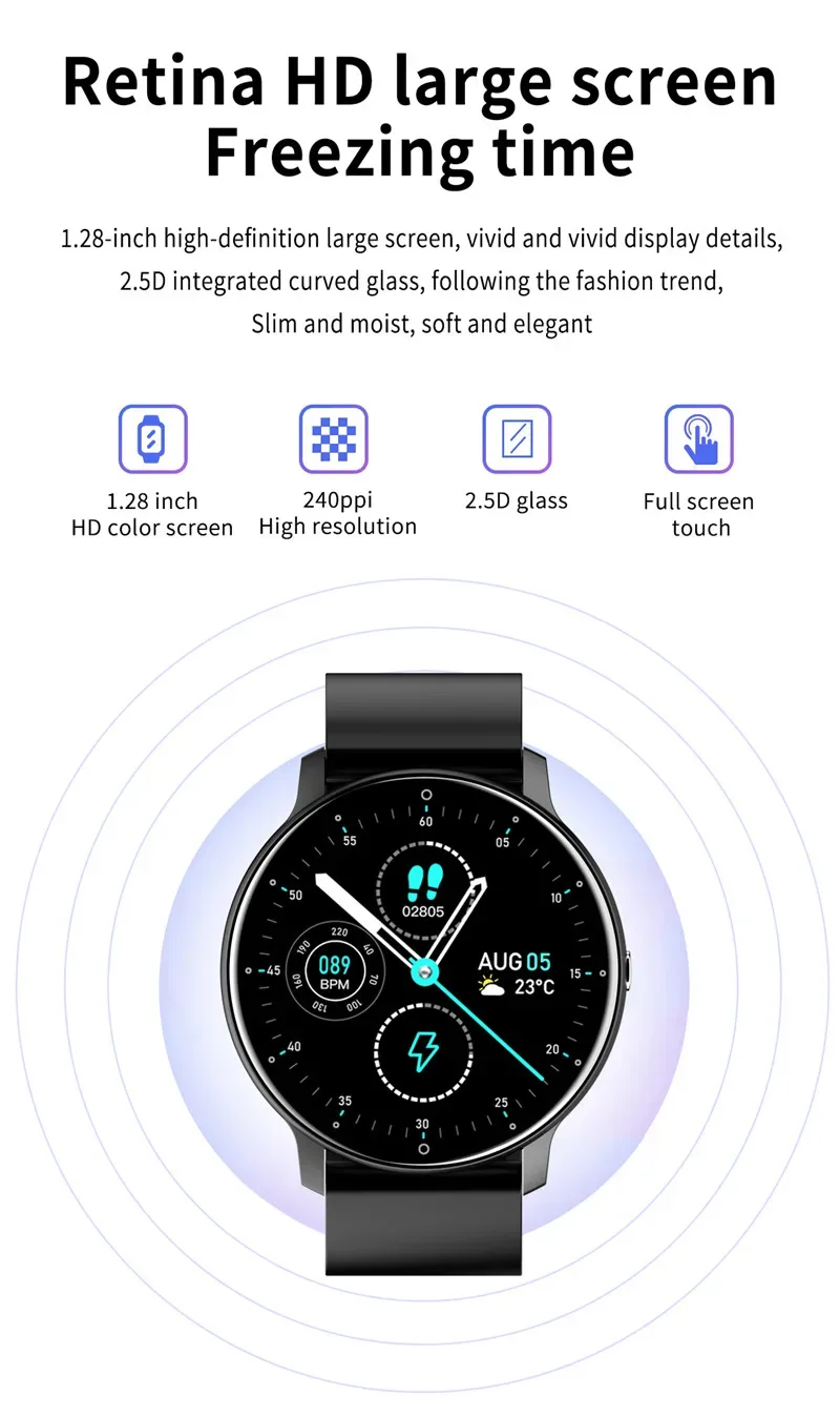 2024 Touch Screen Sports Smartwatch IP67 Waterproof Activity Fitness Tracker Smart Watch for Men Women Android iPhone