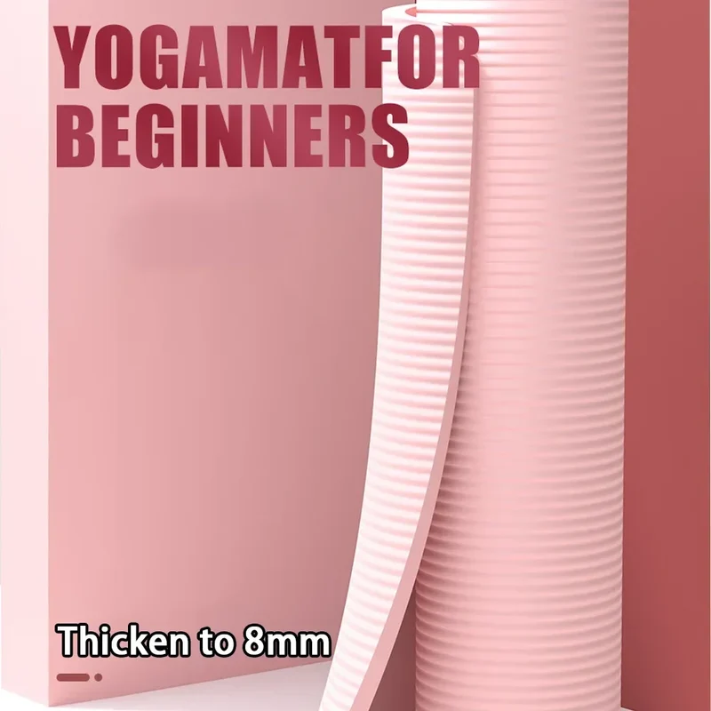 8mm yoga mat, suitable for beginners, lengthened and thickened for exercise, non slip fitness yoga mat for home use