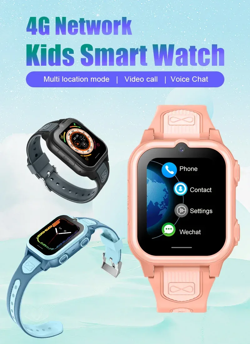 2024 New Kids Wrist Smart Watch IPX7 Waterproof GPS Cell Phone Watch With GPS Tracker for Android iPhone