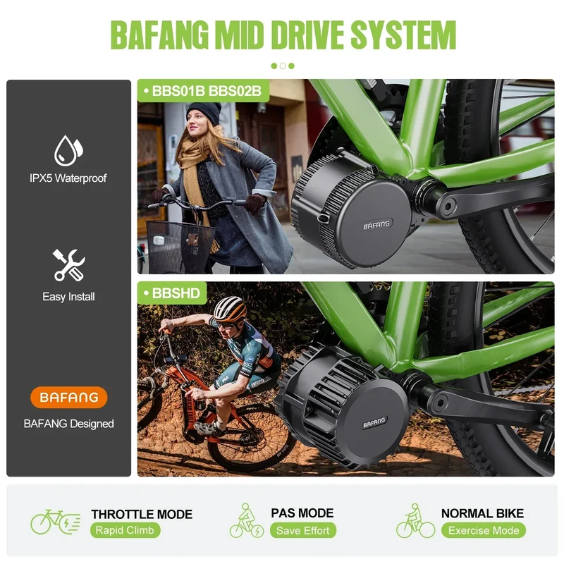 BAFANG Mid Drive Motor 1000W 750W 500W 250W 350W Electric Bike Conversion Kit BBSHD BBS02B BBS01B M615 M325 M215 Ebike Kits