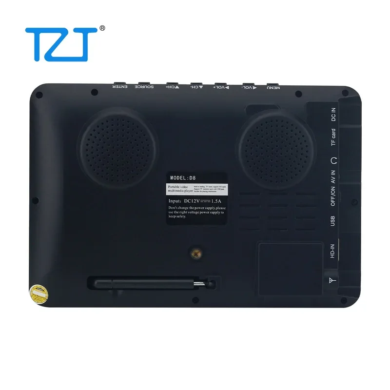 TZT LEADSTAR D8 8-Inch Portable Television Portable Digital TV ATSC DVB-T2 ISDB-T Supports 1080P Video