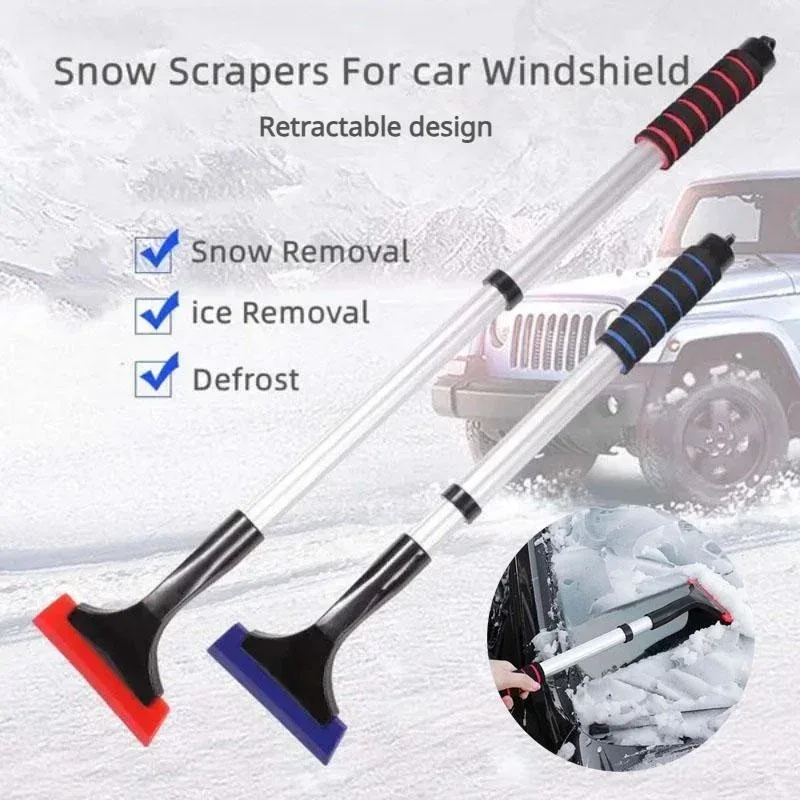 Extendable Aluminum Ice Scraper Snow Brush for Car Windshield Telescopic Extra-long Snow Shovel