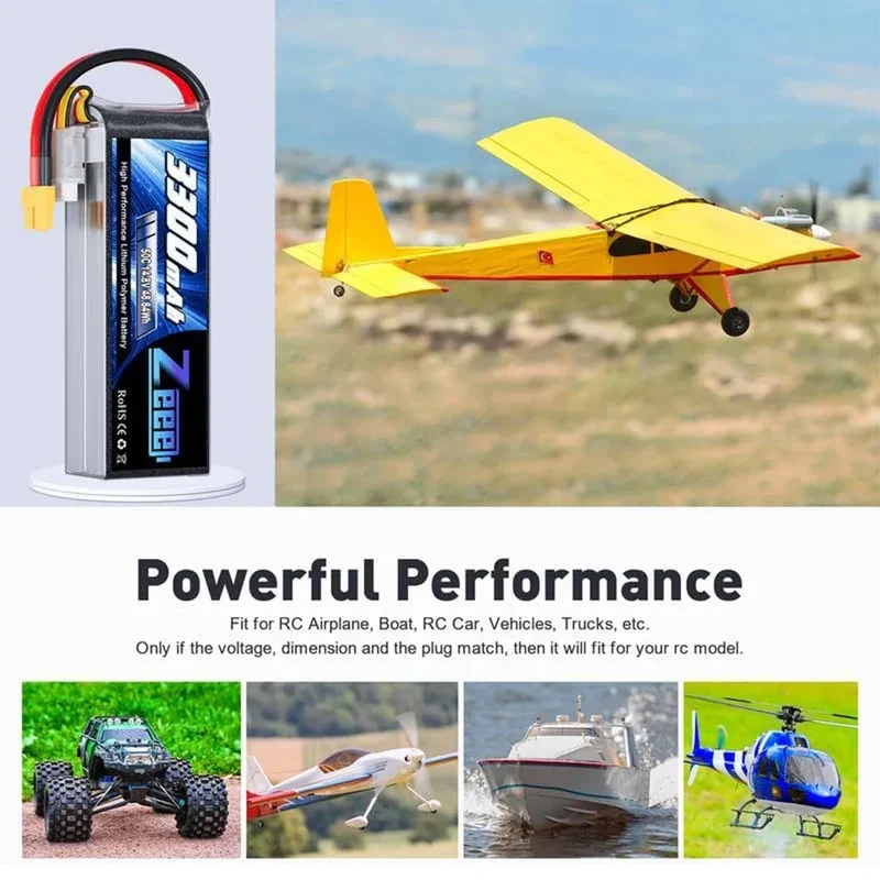 2pcs Zeee 4S Lipo FPV Drone Battery 14.8V 3300mAh 50C Softcase with XT60 Plug for RC Car RC Helicopters Trucks RC Model Parts