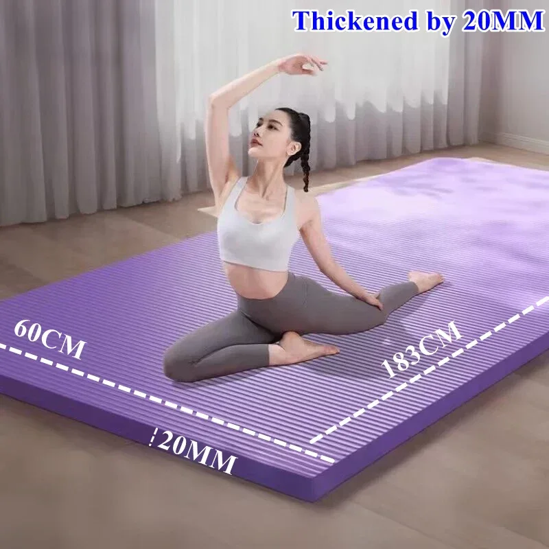 183×60cm Thick Yoga Mat Anti-skid Sports Fitness Mat 20MM Comfort Foam Yoga Matt for Exercise Yoga and Pilates Gymnastics Mat