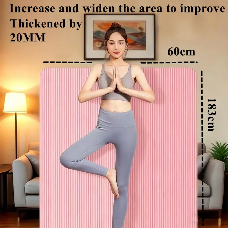 183×60cm Thick Yoga Mat Anti-skid Sports Fitness Mat 20MM Comfort Foam Yoga Matt for Exercise Yoga and Pilates Gymnastics Mat