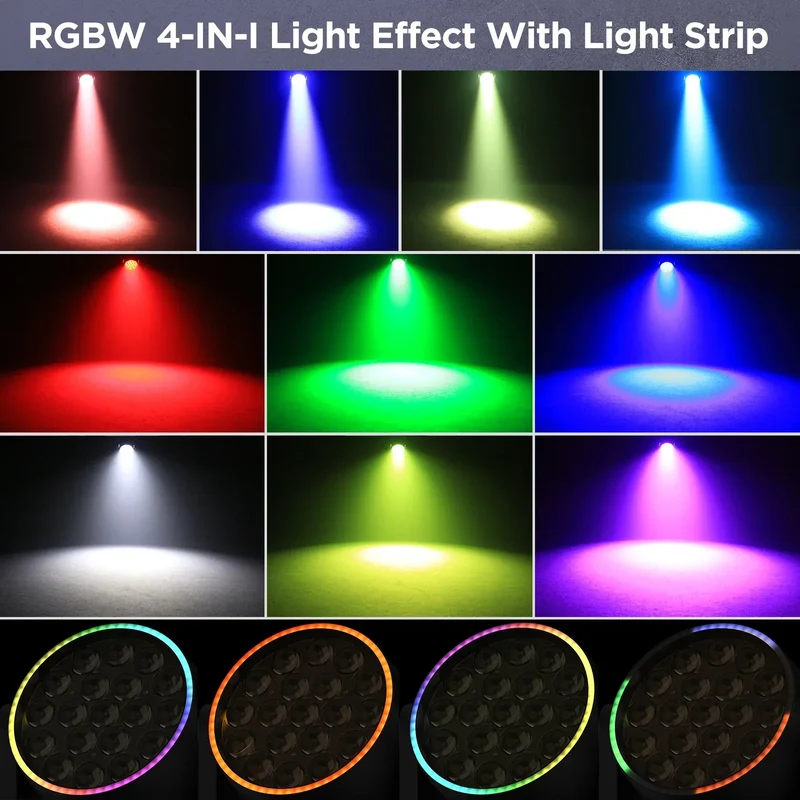 U'King 2Pcs 220W Beam Wash Zoom Moving Head Lights With Light Strip19X15W RGBW LED Stage Light DMX512 DJ Light For KTV Bar Party