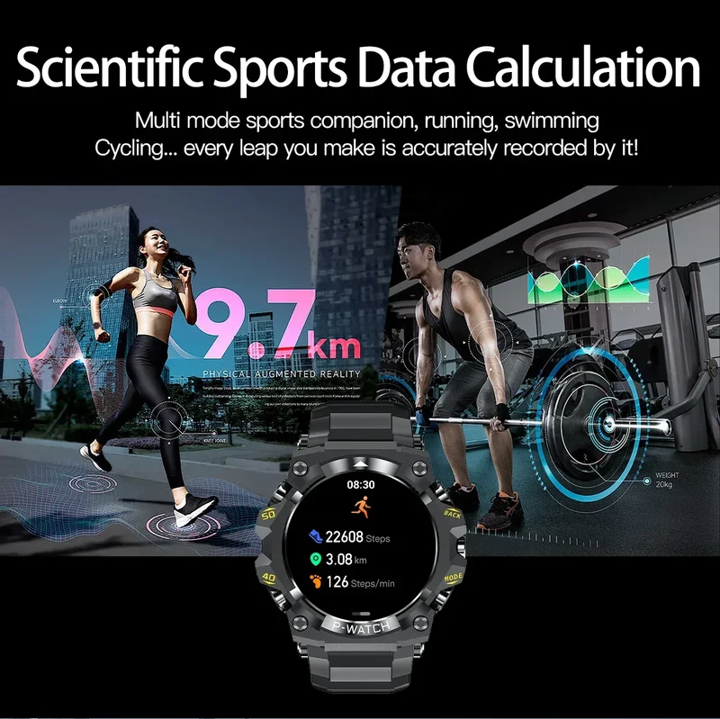 PG222 2025 Outdoor Sports Smart Watch GPS Navigation Compass IP68 Waterproof Fitness Tracker for IPhone/iPad Remote Control Call