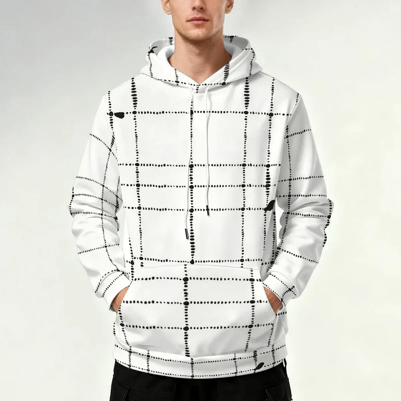 Men's Sweatshirt for Autumn and Winter with Dot Check Print,Versatile for Daily Commutes,Gatherings with Friends andCasual Wear