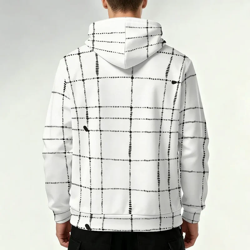 Men's Sweatshirt for Autumn and Winter with Dot Check Print,Versatile for Daily Commutes,Gatherings with Friends andCasual Wear