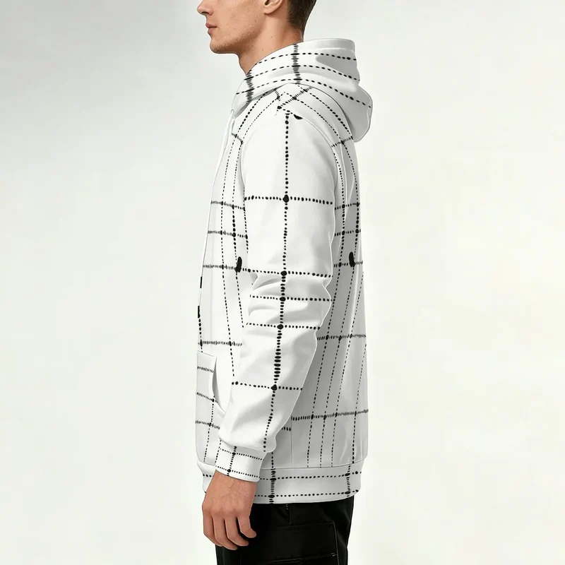 Men's Sweatshirt for Autumn and Winter with Dot Check Print,Versatile for Daily Commutes,Gatherings with Friends andCasual Wear
