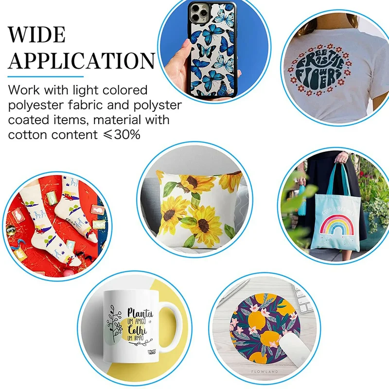HTVRONT 150 Sheets 8.5 x 11 Inches A4（US）Sublimation Paper Heat Transfer Paper for Inkjet Printer T-shirt Clothes Printing 120g