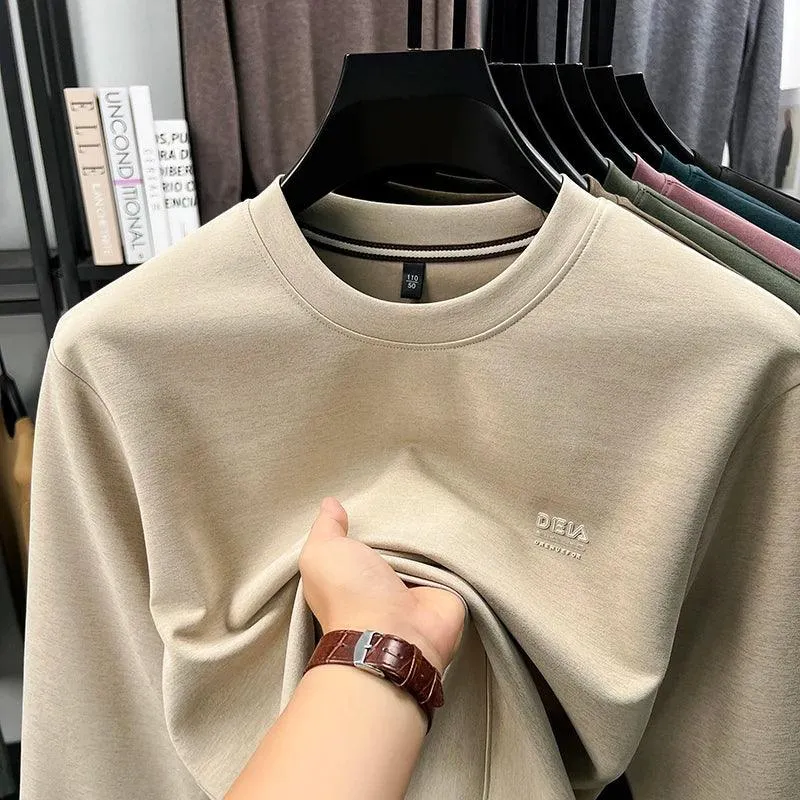 Sweatshirt Men 2025 New Style Spring and Autumn Men's Long Sleeved T-shirt Pure Cotton Round Neck Top T-shirt Base Shirt Trendy