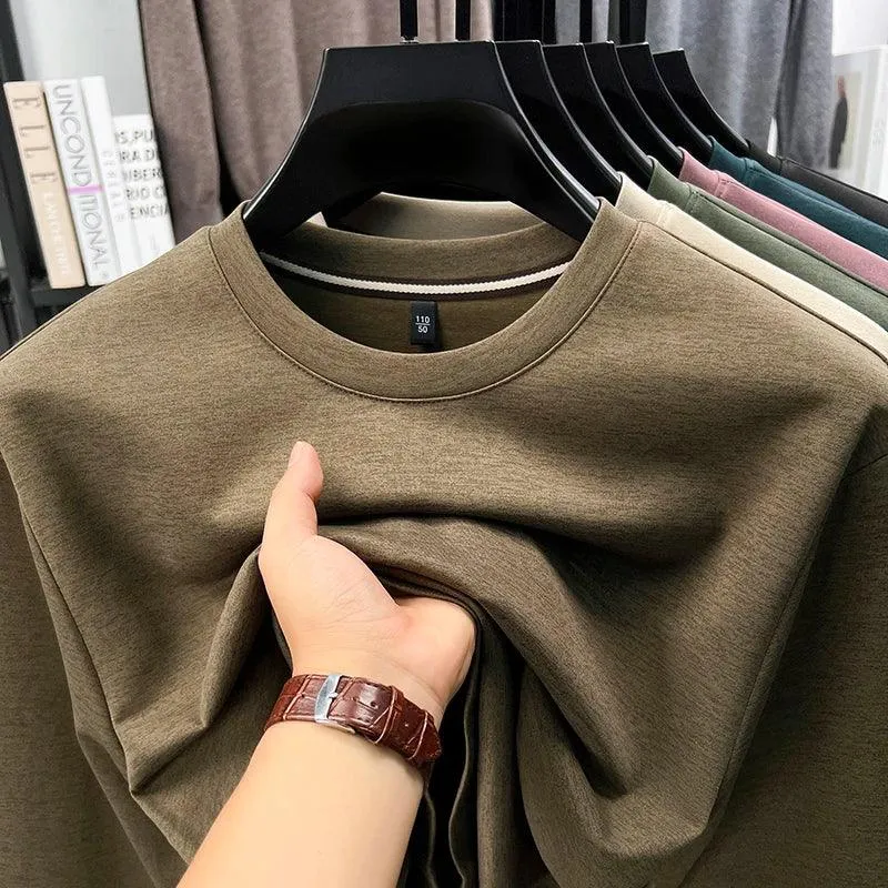 Sweatshirt Men 2025 New Style Spring and Autumn Men's Long Sleeved T-shirt Pure Cotton Round Neck Top T-shirt Base Shirt Trendy