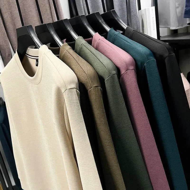 Sweatshirt Men 2025 New Style Spring and Autumn Men's Long Sleeved T-shirt Pure Cotton Round Neck Top T-shirt Base Shirt Trendy
