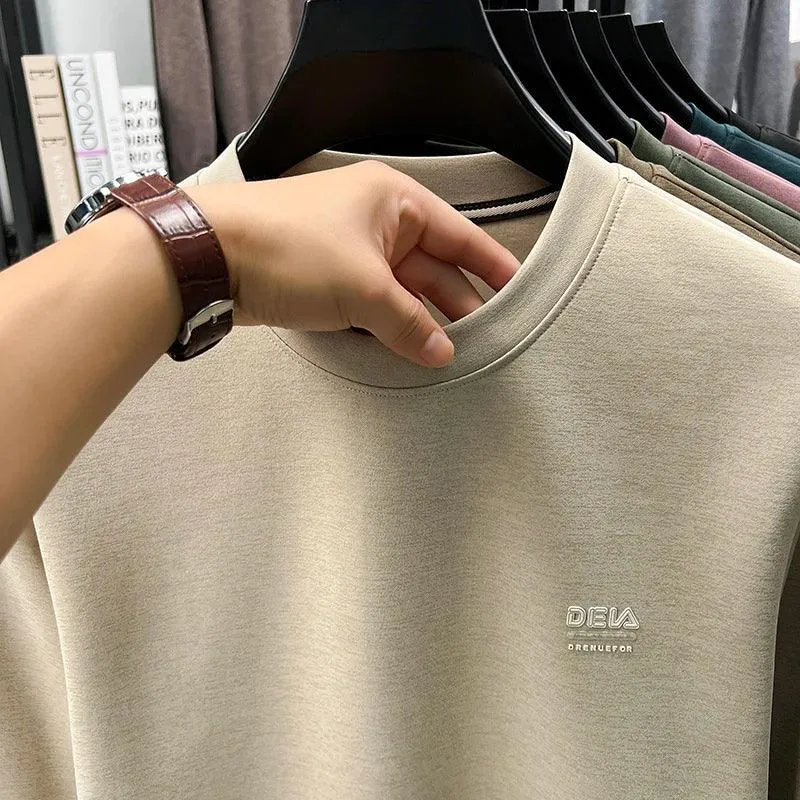 Sweatshirt Men 2025 New Style Spring and Autumn Men's Long Sleeved T-shirt Pure Cotton Round Neck Top T-shirt Base Shirt Trendy