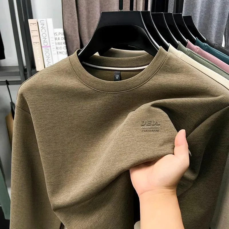 Sweatshirt Men 2025 New Style Spring and Autumn Men's Long Sleeved T-shirt Pure Cotton Round Neck Top T-shirt Base Shirt Trendy