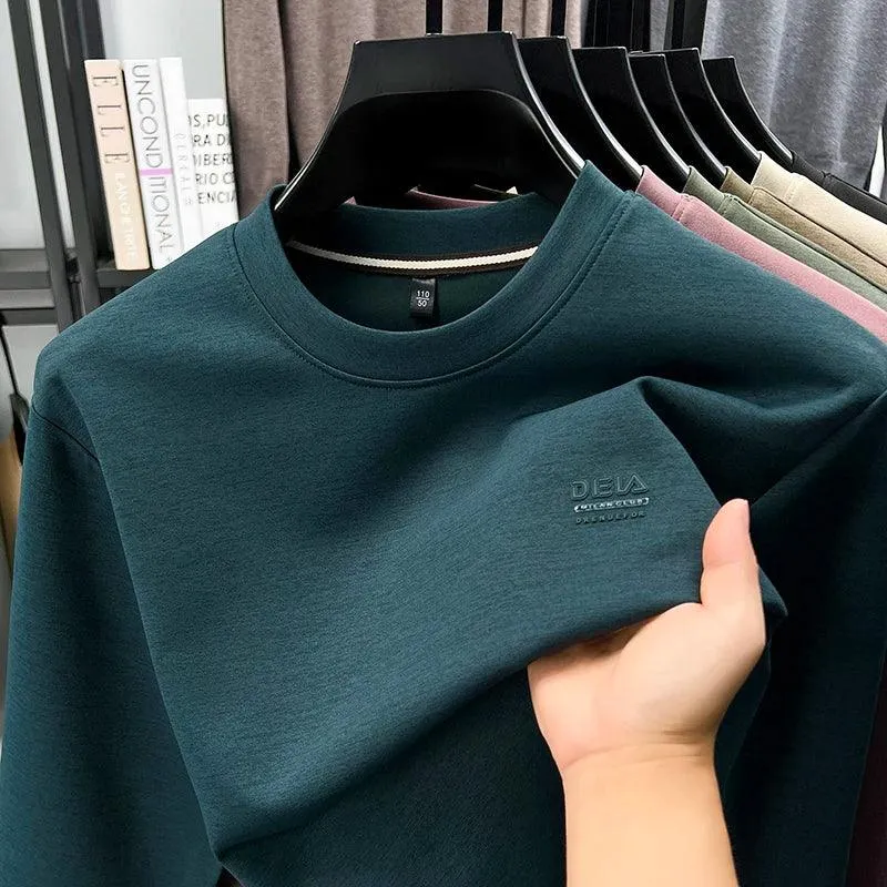 Sweatshirt Men 2025 New Style Spring and Autumn Men's Long Sleeved T-shirt Pure Cotton Round Neck Top T-shirt Base Shirt Trendy