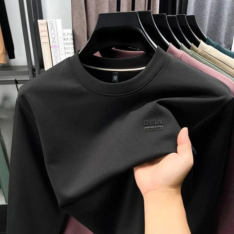 Sweatshirt Men 2025 New Style Spring and Autumn Men's Long Sleeved T-shirt Pure Cotton Round Neck Top T-shirt Base Shirt Trendy