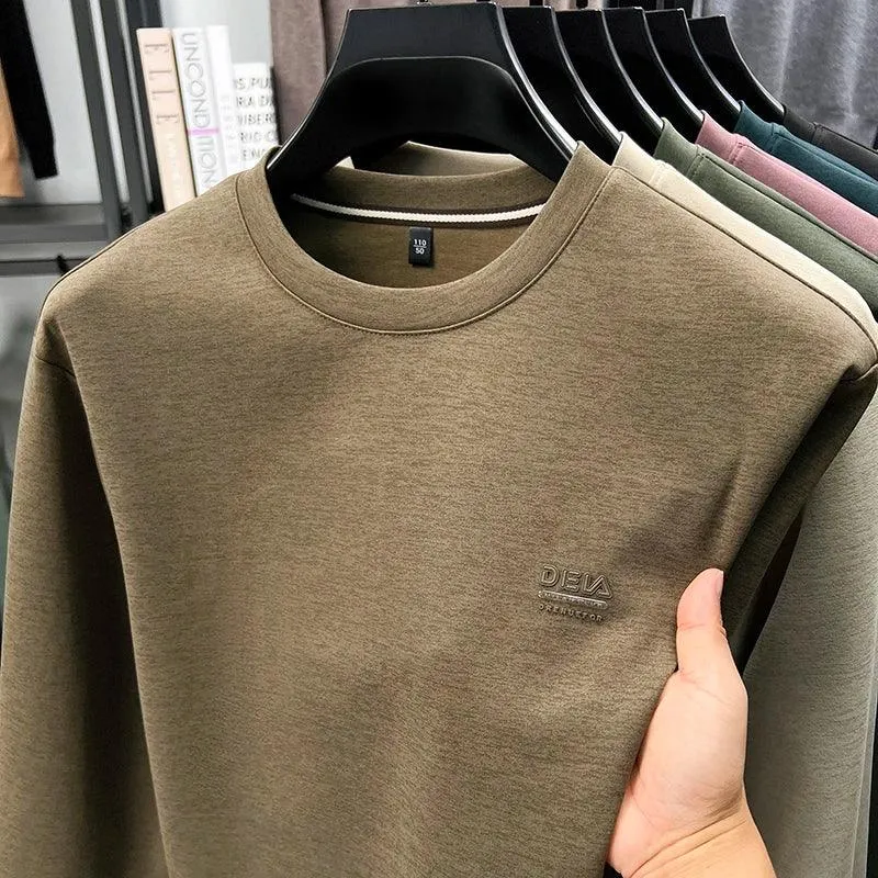 Sweatshirt Men 2025 New Style Spring and Autumn Men's Long Sleeved T-shirt Pure Cotton Round Neck Top T-shirt Base Shirt Trendy
