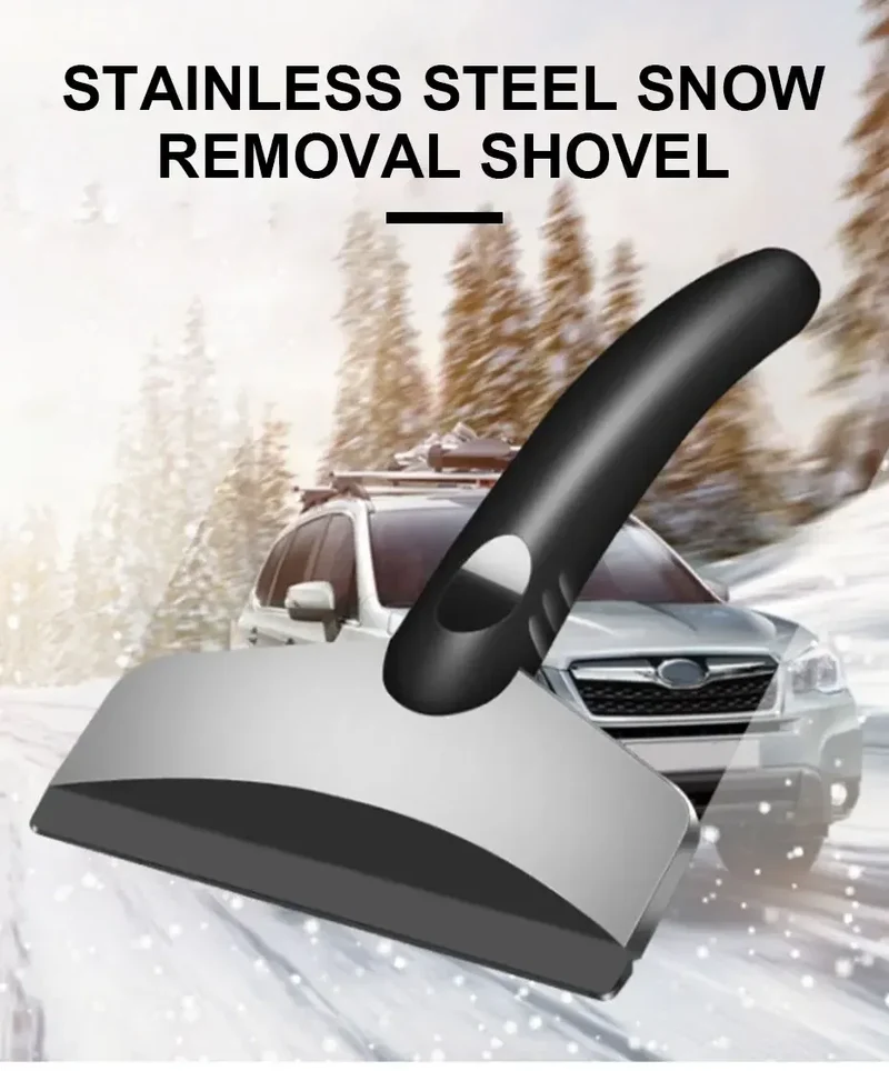 SEAMETAL Car Ice Scraper Snow Removal Shovel Windshield Glass Defrost Removal Automotive Winter Stainless Steel Car Accessories