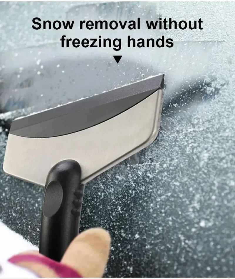 SEAMETAL Car Ice Scraper Snow Removal Shovel Windshield Glass Defrost Removal Automotive Winter Stainless Steel Car Accessories