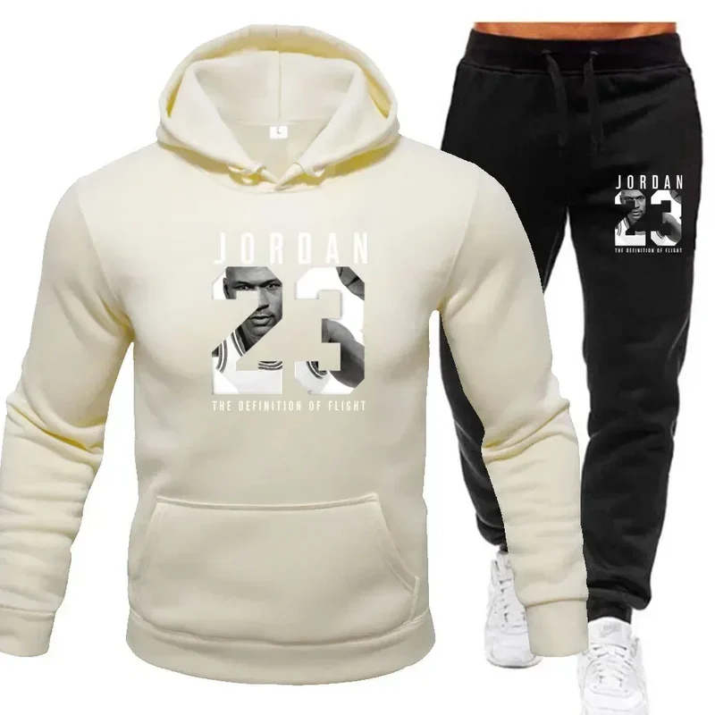 The sweatshirt hoodie is a men's set for Spring 2025 and a women's set for women's sportswear featuring a hoodie and sweatpants