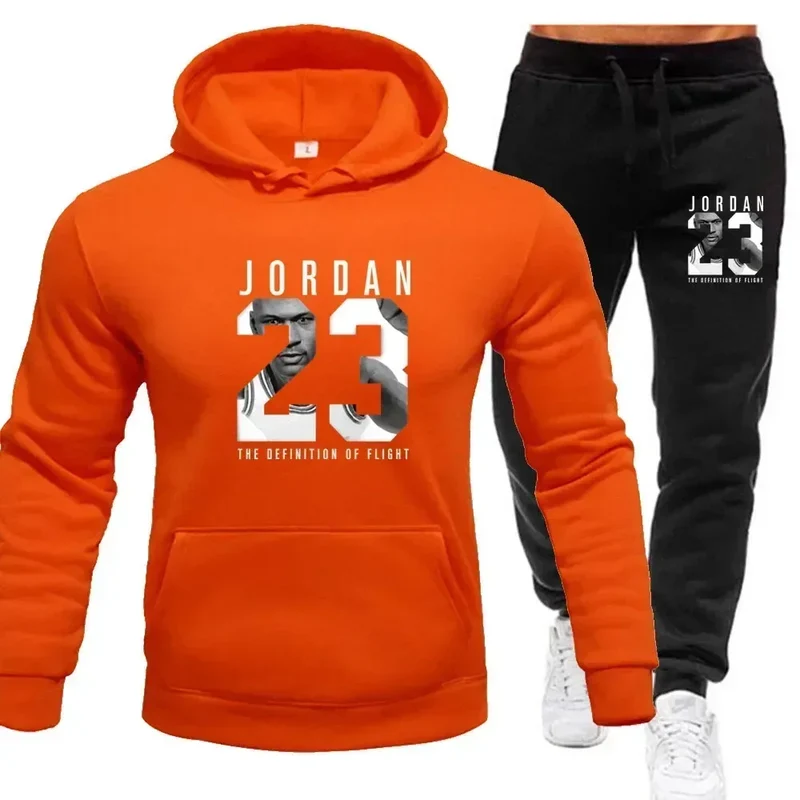 The sweatshirt hoodie is a men's set for Spring 2025 and a women's set for women's sportswear featuring a hoodie and sweatpants