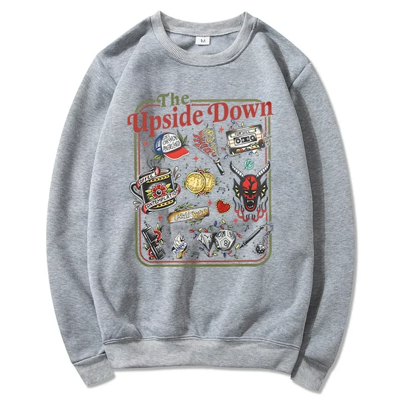 The Upside Down Sweatshirt Funny Hawkins Clipart Graphic Shirts Stranger ST5 Inspired Demogorgon Tops Trendy Gothic Sweatshirts