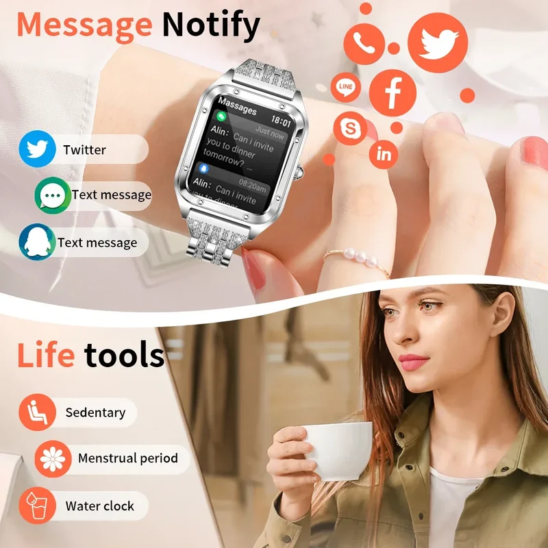 LIGE BW0544 Smart Watch for Women Make Answer Call Fitness Tracker Heart Rate SpO2 Monitor Smartwatch for Android Phones iPhone