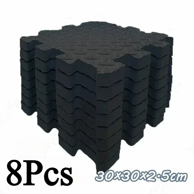 8-Piece Interlocking Gym Mat 2.5cm Thick Non-slip Shock-absorbing Washable Yoga Mat Suitable for Gyms Living Rooms Garages Etc