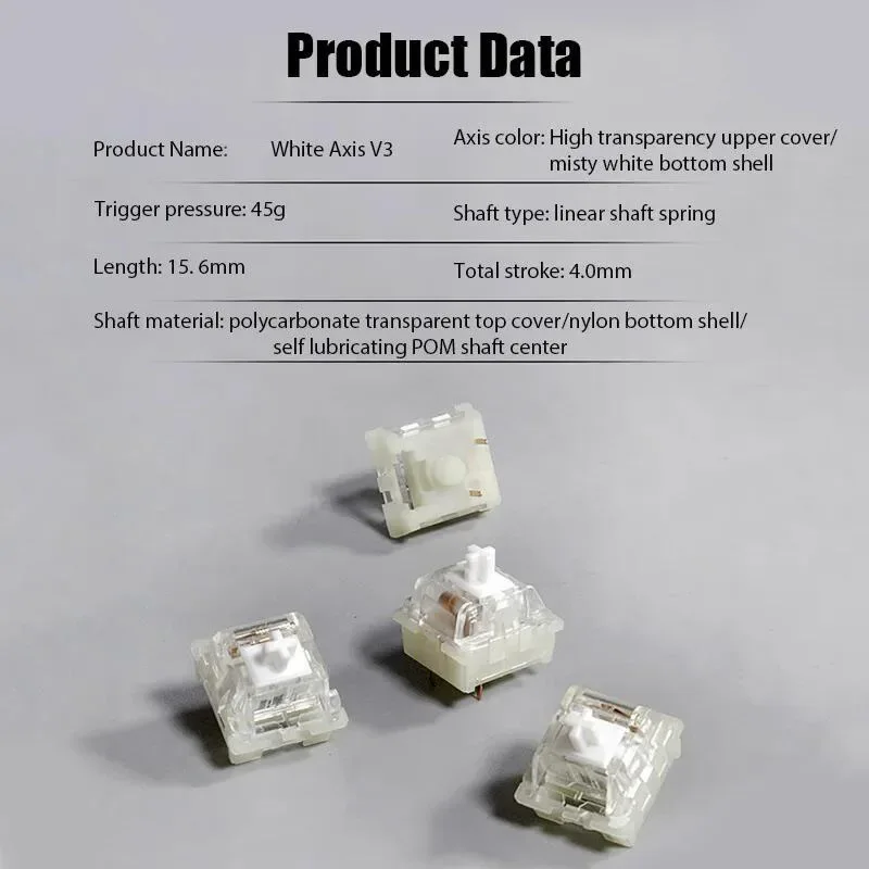 KTT Kang White V3 Switches Mechanical Keyboard Linear Switch 3 Pin Custom Cherry RGB SMD Gaming Compatible Hot Swap MX Switch