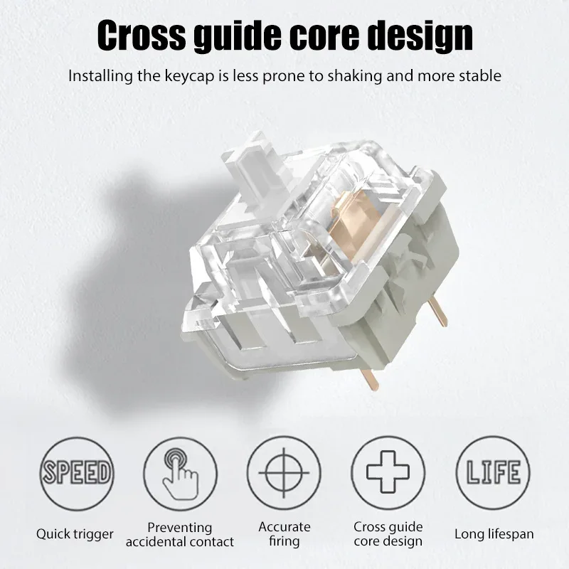 KTT Kang White V3 Switches Mechanical Keyboard Linear Switch 3 Pin Custom Cherry RGB SMD Gaming Compatible Hot Swap MX Switch