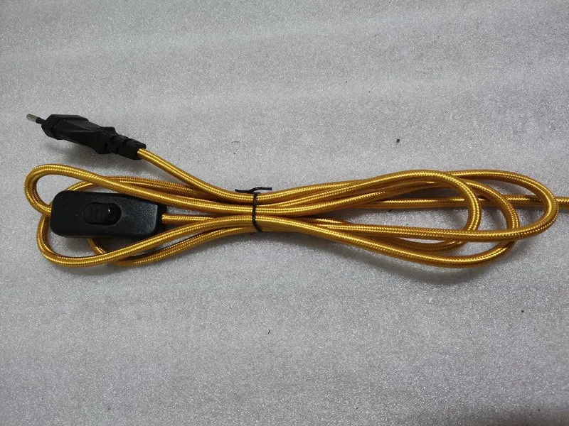 2m AC 220-250V EU Power Cord with Switch Fabric Covered Electrical Power Cable For DIY Table Lamp Cord