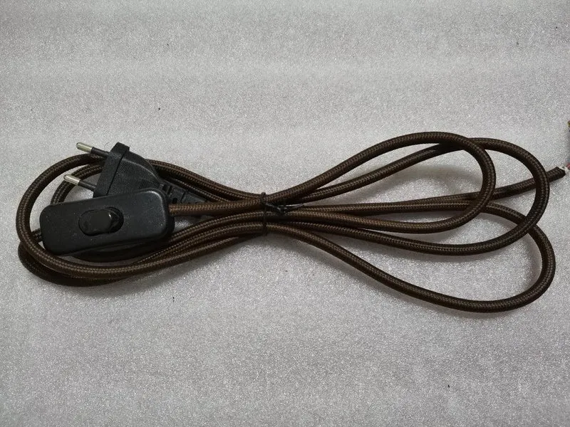 2m AC 220-250V EU Power Cord with Switch Fabric Covered Electrical Power Cable For DIY Table Lamp Cord