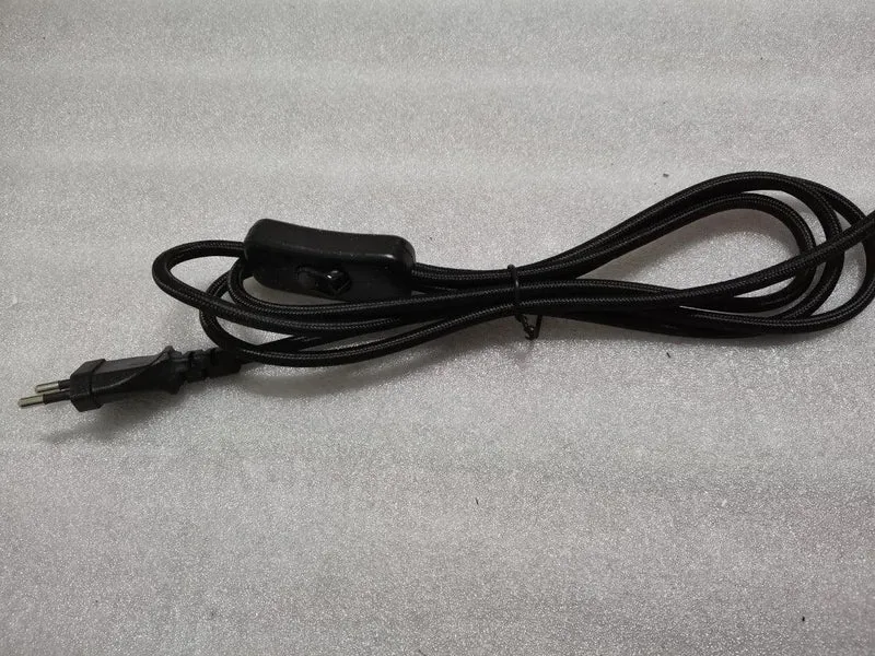 2m AC 220-250V EU Power Cord with Switch Fabric Covered Electrical Power Cable For DIY Table Lamp Cord