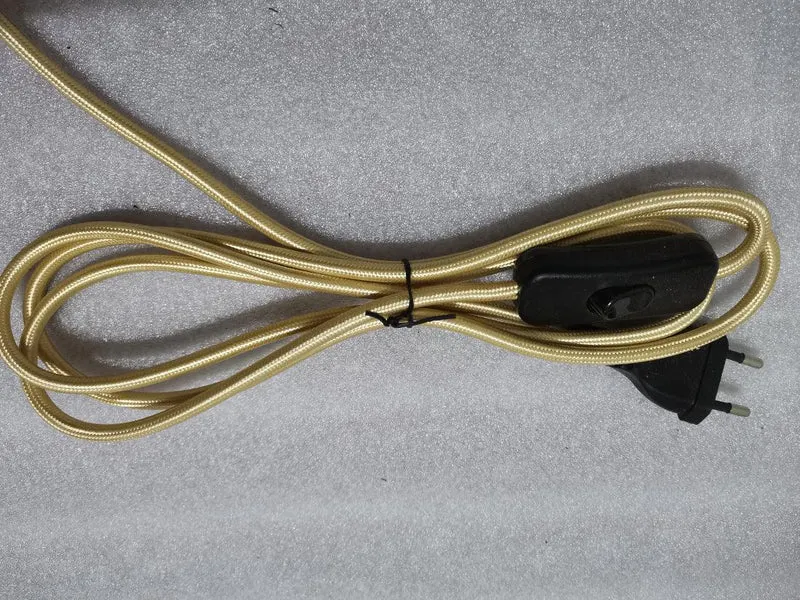 2m AC 220-250V EU Power Cord with Switch Fabric Covered Electrical Power Cable For DIY Table Lamp Cord