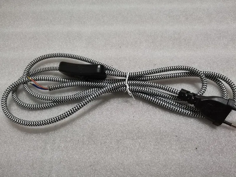 2m AC 220-250V EU Power Cord with Switch Fabric Covered Electrical Power Cable For DIY Table Lamp Cord