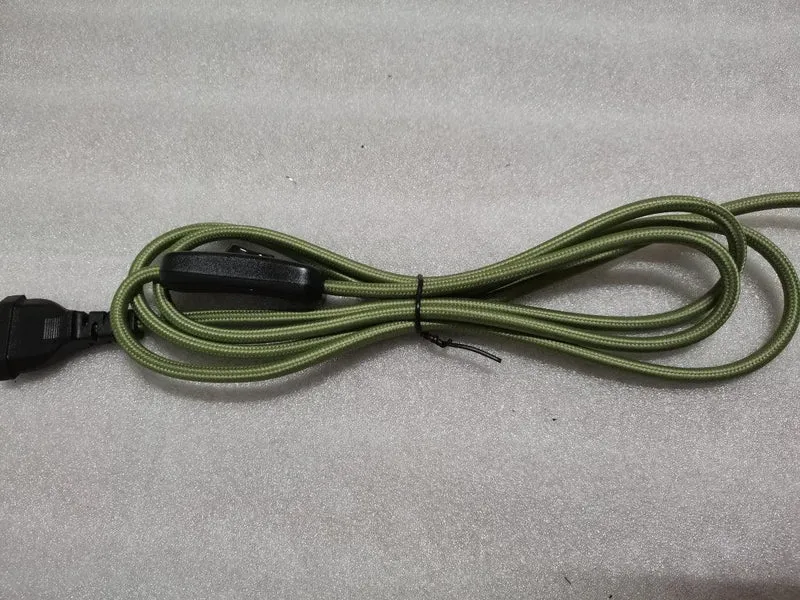 2m AC 220-250V EU Power Cord with Switch Fabric Covered Electrical Power Cable For DIY Table Lamp Cord