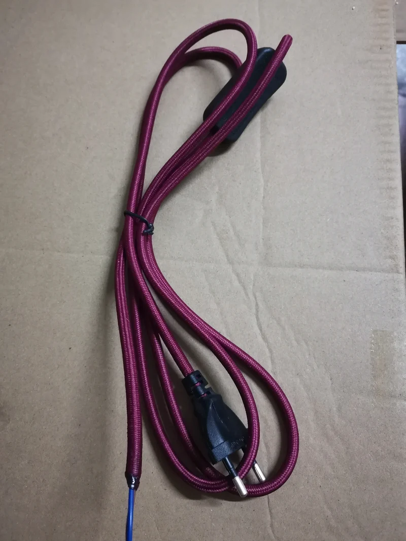 2m AC 220-250V EU Power Cord with Switch Fabric Covered Electrical Power Cable For DIY Table Lamp Cord