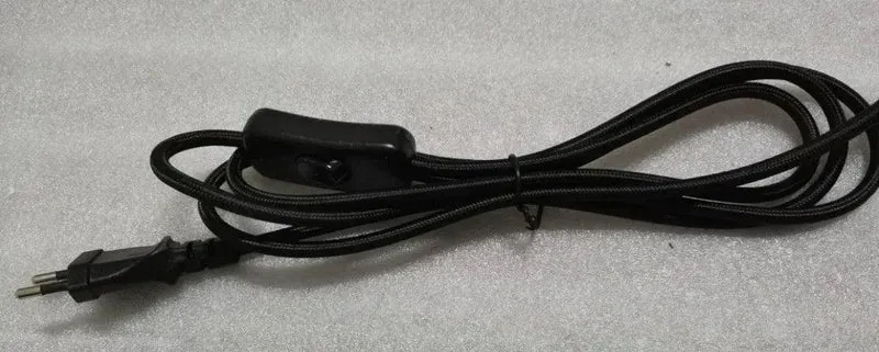 2m AC 220-250V EU Power Cord with Switch Fabric Covered Electrical Power Cable For DIY Table Lamp Cord