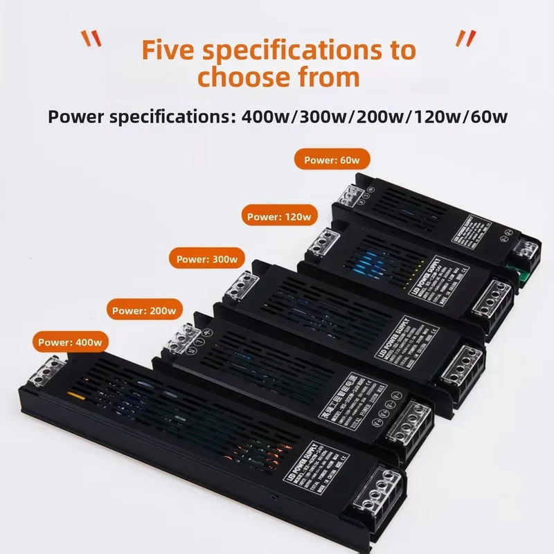 DELAN Power Supply Unit 12V 24V 60W 100W 200W 300W 400W 180V 220V 264V AC to 12 24 Volt DC LED Strip Driver Lighting Transformer
