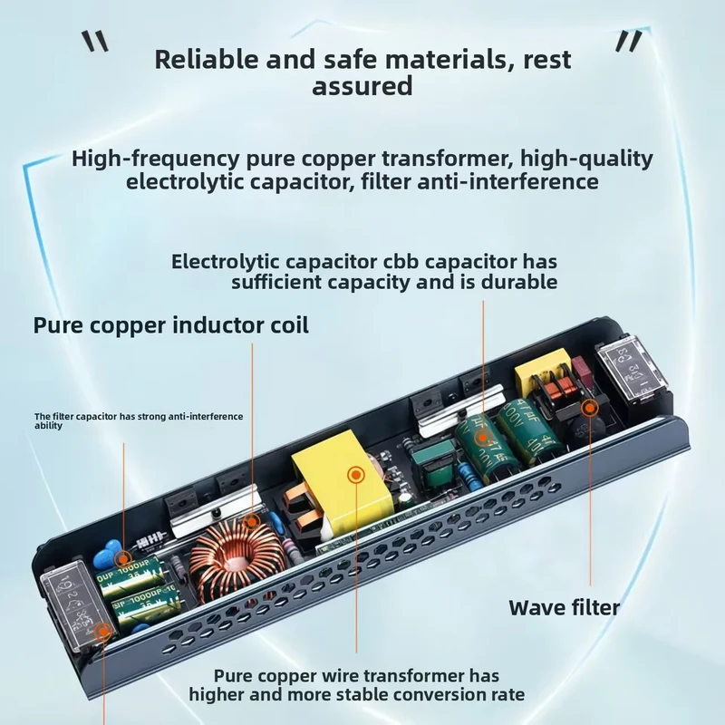 DELAN Power Supply Unit 12V 24V 60W 100W 200W 300W 400W 180V 220V 264V AC to 12 24 Volt DC LED Strip Driver Lighting Transformer