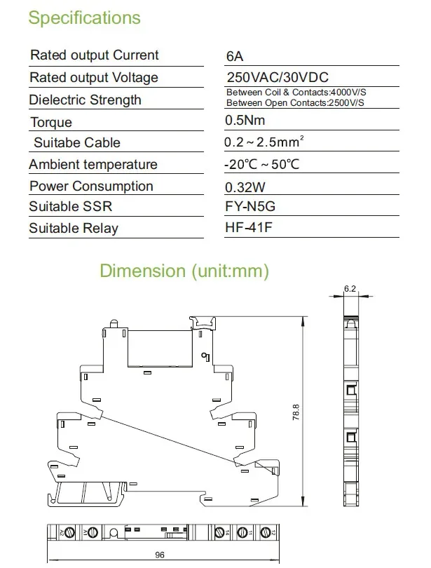 1PCS GEYA 6.2mm Slim Relay Module 41F Integrated PCB Mount Power Relay 12VACDC 24VACDC 48VACDC 110VAC 230VAC