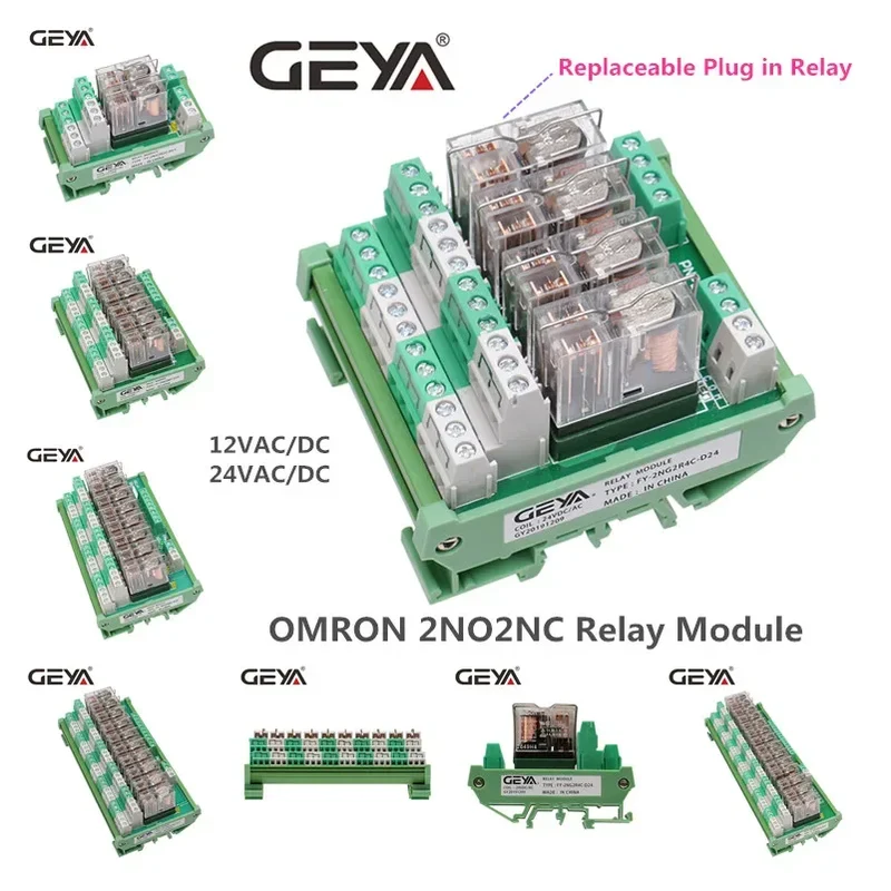 1PCS GEYA 6.2mm Slim Relay Module 41F Integrated PCB Mount Power Relay 12VACDC 24VACDC 48VACDC 110VAC 230VAC