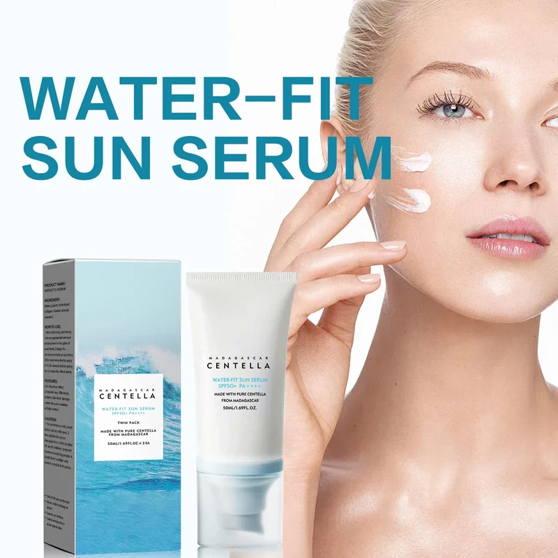 SPF50 Sunscreen Hyaluronic,Madagascar Pure Plant Essence Sunscreen Sensitive Skin, Waterproof Lasting Sunblock,Reduces Fine Lin