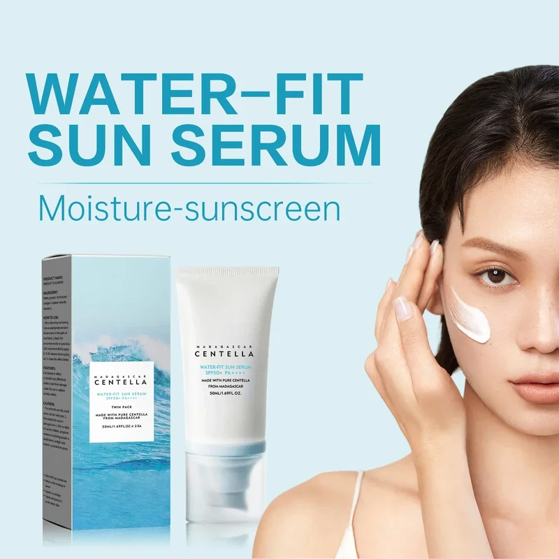 SPF50 Sunscreen Hyaluronic,Madagascar Pure Plant Essence Sunscreen Sensitive Skin, Waterproof Lasting Sunblock,Reduces Fine Lin