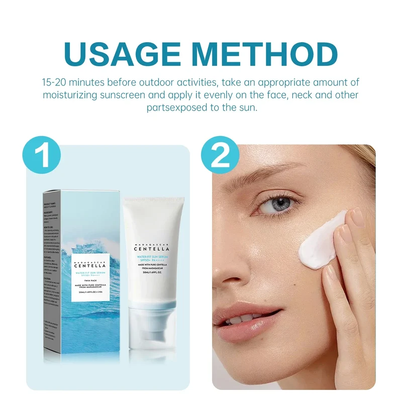 SPF50 Sunscreen Hyaluronic,Madagascar Pure Plant Essence Sunscreen Sensitive Skin, Waterproof Lasting Sunblock,Reduces Fine Lin