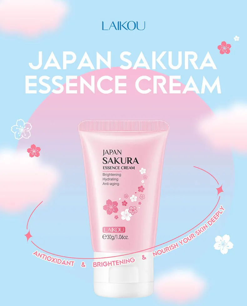 LAIKOU 30g Japan Sakura Essence Face Cream Hydrate Moisturizing Cherry Blossom Refreshing Essence Facial Lotion Korean SkinCare