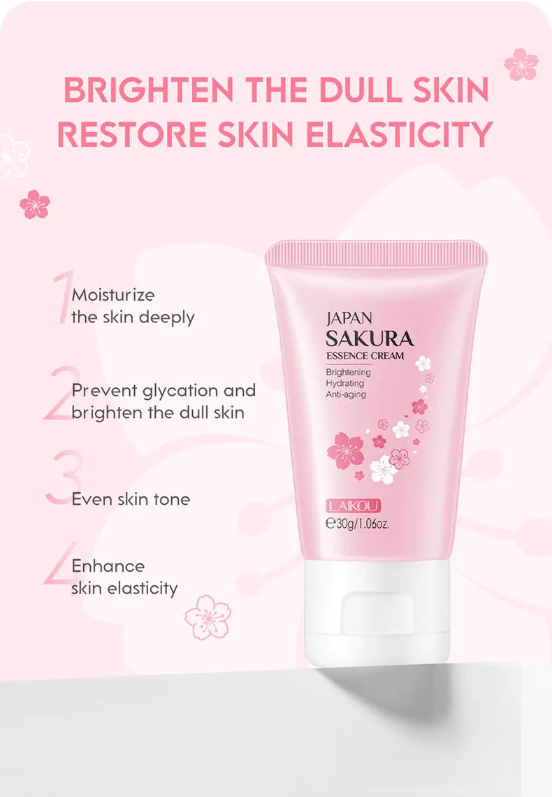 LAIKOU 30g Japan Sakura Essence Face Cream Hydrate Moisturizing Cherry Blossom Refreshing Essence Facial Lotion Korean SkinCare